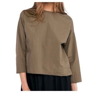 Elizabeth Suzann Lara Top Olive Green 100% Cotton XS Warm Weather Collection